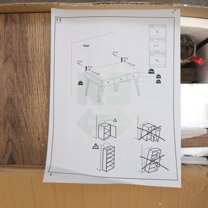 Schreibtisch CarryHome Wismar schwarz/Eiche