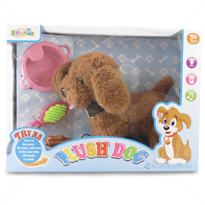 Interaktives Haustier LEAN Toys Hund | Pudel braun | mit Zubehör